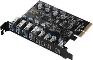 JAENFONG  8-Ports PCI-E to USB 3.2 HUB(4X USB C - 4X USB A 3.2) PCI Express Expansion Card Adapter 10Gbps for Motherboard, Fits PCI Express x4, x8 or x16 socket.