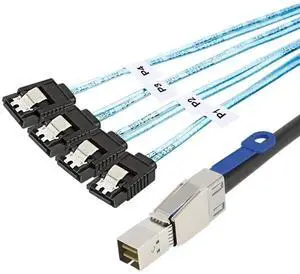 JAENFONG SFF-8644 to 4 Sata 7 Pin Cable, External Mini SAS HD SFF-8644 to 4 Port SATA Cable, Hard Disk Data Server Raid Cable 1 Meter/ 3.3 FT