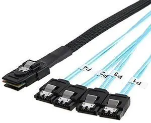 JAENFONG Internal Mini SAS SFF-8087Host to 4 SATA 7pin Target Hard Disk 6Gbps Data Server Raid Cable 100cm JAENFONG Internal Mini SAS SFF-8087Host to 4 SATA 7pin Target Hard Disk 6Gbps Data Server Raid Cable 100cm