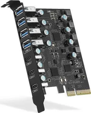 JAENFONG  10Gbps PCI-E USB Card, PCI-E to USB 3.2 8-Port (4X USB C - 4X USB A 3.2) Expansion Card, PCI Express Expansion Card for Desktop PC Support Windows 10/8/7/XP and MAC OS 10.8.2 Above