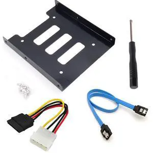 JAENFONG 2.5 to 3.5 Inch Hard Disk Metal Bracket Adapter HDD Holder with IDE 4P Male to SATA 15 Pin Cable SATA 3.0 Cable for Desktop PCSSD Server (Blue)