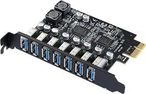 JAENFONG 7 Port PCI Express Expansion Card, USB 3.0 7 Port Front Expansion Card, PCIE USB Hub Controller Adapter for Connect 7 Devices Expanded, Supports Windows 11/10/8/7 / Vista/XP (32/64-bit)