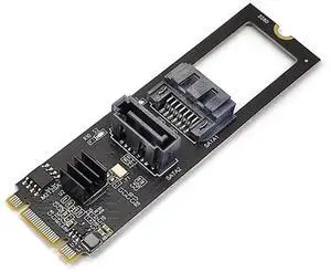 JAENFONG M.2 NGFF Key B+M 1 to 2 SATA 3.0 6Gbps Hard Drive Mainboard Header Port Extension Card Adapter JMB582 2280mm