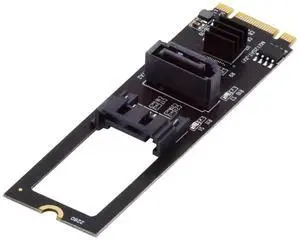 JAENFONG NGFF Key B+M PCI Express to SATA 3.0 6Gbps Dual Ports Vertical Horizontal Adapter Converter Hard Drive Extension Card JMB582 2280