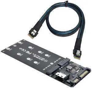 JAENFONG SFF-8654 Cable & Card U2 Kit NGFF M-Key to Slimline SAS NVME PCIe SSD SATA Adapter for Mainboard JAENFONG SFF-8654 Cable & Card U2 Kit NGFF M-Key to Slimline SAS NVME PCIe SSD SATA Adapter for Mainboard
