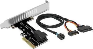 JAENFONG PCIe X4 to U.2 NVMe SSD Adapter,PCI Express to Mini SAS SFF-8643 Expansion Card w/ SFF8643 to SFF-8639 PCIe SSD Adapter Cable for Mainboard Intel SSD 750 p3600 p3700 - 1.64FT