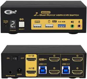 JAENFONG  CKL 8K HDMI 2.1 KVM Switch (2 Computers 2 Monitors with EDID)