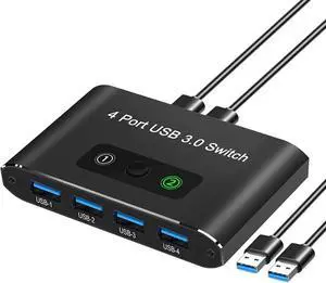 2 in 4 Out USB Switch, USB 3.0 Switch, Aluminum KM Switch 2 Computers Sharing 4 USB Devices KM Switches 5V USB-C Powered for PC Printer Scanner Mouse Keyboard with 2 USB 3.0 Cable, One Button Switch 2 in 4 Out USB Switch, USB 3.0 Switch, Aluminum KM Switch 2 Computers Sharing 4 USB Devices KM Switches 5V USB-C Powered for PC Printer Scanner Mouse Keyboard with 2 USB 3.0 Cable, One Button Switch