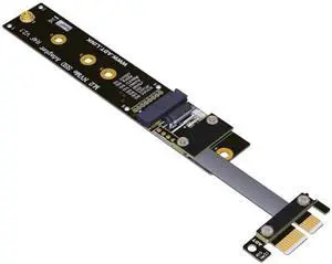 JAENFONG  M.2 M Key NVMe SSD to PCI-e PCIe x1 Adapter Riser Card PCIe 4X to 1x Extension Cable Flexible Flat Cable PCI Express 1x Gen3.0 R14SF (15cm)