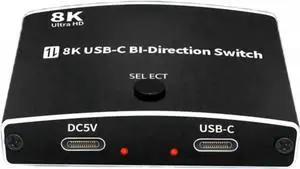 JAENFONG  USB C Switch Bi-Direction 2 in 1 or 1 in 2 KVM Switcher, 8K@60Hz Video / 10Gbps Data Transfer Compatible with Thunderbolt Type C Device