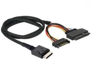 JAENFONG  PCIe 4.0 SFF-8611 to SFF-8639 Cable with SATA Power for U.2 SFF-8639 NVME SSD Motherboard Internal Expansion 1.64FT/0.5M
