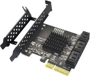 JAENFONG PCIe 4x to SATA Card 6 Ports, 6 Gbps SATA 3.0 PCI-e Card,PCI Express to SATA Controller Expansion Card, SATAIII Non-Raid,with Full Profile & Low Profile Bracket (ASMedia ASM1166 Chipset)