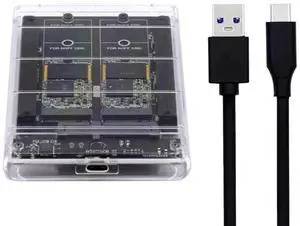 JAENFONG Dual NGFF B+M-Key M.2 SSD Card JOBD Raid0 Span Bridge to USB3.0 Type-C USB-C 2.5inch SATA Combo Enclosure