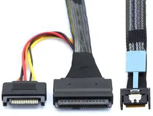 JAENFONG Cable MCIO 4X Mini Cool Edge IO to U.2 SFF-8639 NVME PCIe PCI-Express Cord for Mainboard SSD 50cm