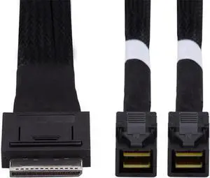 JAENFONG OCuLink PCIe PCI-Express SFF-8611 8x 8-Lane to Dual SFF-8643 HD 4x SSD Data Active Cable 50cm