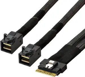 JAENFONG 50cm Cable PCI-Express Mini SAS HD PCI-E Ultraport Slimline 74pin to Dual SFF-8643 4i SAS Slim 4.0 SFF-8654 8i