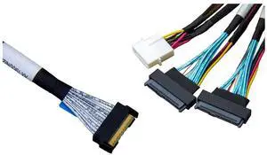 JAENFONG PCIe 5.0 x8 to 2*. Adapter,-- 74Pin to 2*- 68Pin Cable with Power, Mini Cooledge IO Cable 80CM