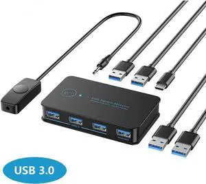 USB 3.0 Switch 2 in 4 Ouit, USB Switcher for 2 Computers Share 4 USB for Printer Keyboard Mouse, Scanner, USB KVM Switch Selector with 2 USB 3.0 Cables, Support Hotkey/Button/Wired Remote Switching USB 3.0 Switch 2 in 4 Ouit, USB Switcher for 2 Computers Share 4 USB for Printer Keyboard Mouse, Scanner, USB KVM Switch Selector with 2 USB 3.0 Cables, Support Hotkey/Button/Wired Remote Switching