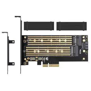 JAENFONG Dual M.2 PCIE Adapter for SATA or PCIE NVMe SSD with Advanced Heat Sink Solution,M.2 SSD NVME (m Key) and SATA (b Key) 22110 2280 2260 2242 2230 to PCI-e x 4 Host Controller Expansion Card