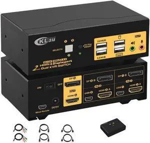 4Kx2K @60Hz 2 Port HDMI + Displayport Dual Monitor KVM Switch with Audio, HDMI DP KVM Switch with USB 2.0 Hub and Cables Support HDMI 2.0, HDCP 2.2, HDR 10 4Kx2K @60Hz 2 Port HDMI + Displayport Dual Monitor KVM Switch with Audio, HDMI DP KVM Switch with USB 2.0 Hub and Cables Support HDMI 2.0, HDCP 2.2, HDR 10
