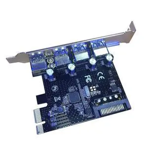 JAENFONG PCI-E to USB 3.0 4 Port PCI Express Expansion Card USB3.0 HUB to PCI-E Express Card Adapter 15PIN SATA PCIe Riser Card PCIe Card