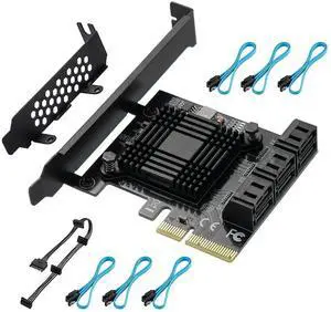 JAENFONG PCIE to SATA 3.0 Card 6 Ports,PCIE to SATA III 6Gbps Expansion Card,ASM1166 Chips