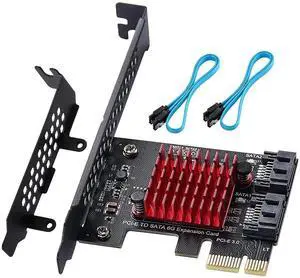 JAENFONG PCIE SATA 3.0 Controller Card 2 Ports,6 Gbit/s PCIE SATA Expansion Card,PCI-E 3.0 GEN3 JMicron + JMB582 Chip