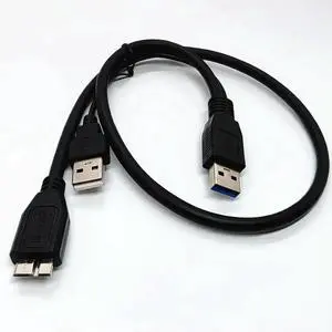 JAENFONG HDD USB 3.0 Type A to Micro B Y Cable USB3.0 Data Cord for External Mobile Hard Drive Disk Data Cables Charge Cable 0.6m