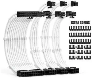 JAENFONG PSU Cable Extensions Kit 30CM With Cable Combs Extension Power Supply Cable 24Pin 8Pin(4+4) 8Pin(6P+2P) For ATX Power JAENFONG PSU Cable Extensions Kit 30CM With Cable Combs Extension Power Supply Cable 24Pin 8Pin(4+4) 8Pin(6P+2P) For ATX Power