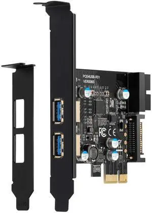 JAENFONG PCI-E to USB 3.2 Gen 1 Card 5Gbps Dual USB-A Ports Expansion Card with 20PIN Front Panel Header USB Card,PCI Express Card with 15-Pin SATA Power Connector.
