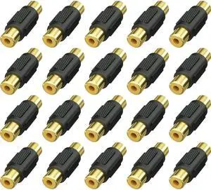 JAENFONG 20 Pack RCA Female to Female Coupler Audio Video Adapter Gold Plated, for Phono,Speaker,RCA Cable,Amplifier