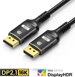 JAENFONG  3.3FT DisplayPort Cable 2.1, 16K DisplayPort Cable 2.1 Supports HDR, DSC 1.2a, 80Gbps,16K@30Hz, 8K@60/120Hz, 4K@240Hz / 165Hz / 144Hz, 2K@360Hz for FreeSync G-Sync Gaming Monitor