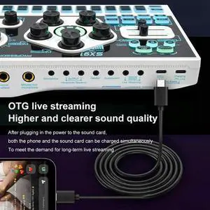 JAENFONG SX91 Sound Card USB Sound Mixer Professional Audio Mixing Console Amplifier for Live Sing PC Computer Laptop Cellphone JAENFONG SX91 Sound Card USB Sound Mixer Professional Audio Mixing Console Amplifier for Live Sing PC Computer Laptop Cellphone