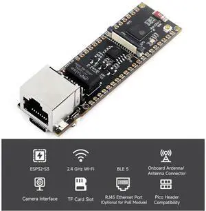 JAENFONG ESP32-S3-POE-ETH ESP32-S3 Ethernet Development Board Support PoE Dual-Core Wi-Fi and Bluetooth Wireless USB Type-C Port