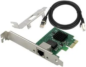 JAENFONG2.5GBase-T PCIe 3.1 Network Adapter with Intel I225-V+3ft Cat8 Ethernet Cable 2500/1000/100Mbps PCI Express Gigabit Ethernet Card RJ45 LAN Controller for Windows 10/11 with Low Profile Bracket