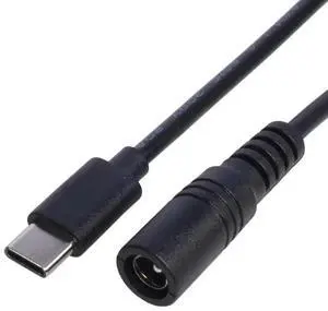 JAENFONG Type-C male to 5.5x2.1 Female Cable 5521 to Type-C Connector Power Supply Cord 5.5x2.1mm Adapter USB Type C Converter