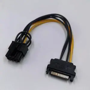 JAENFONG Single SATA 15pin to 8pin(6+2) Powr Adapter Cable 20cm PCI-E SATA Power Supply 15-pin to 8 pin cable for BTC Miner Mining