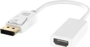 JAENFONG  Gold Plated DisplayPort to HDMI-compatible Passive Converter - DP to HDMI-compatible Adapter - 1920x1080p - White