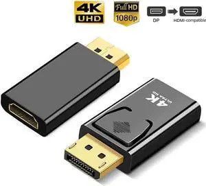 4K DisplayPort to HDMI Adapter 2 Pack,DP Male to HDMI Female Converter Gold-Plated Connectors for HP Laptop,Computer,PC,HDTV, Projector, Desktop