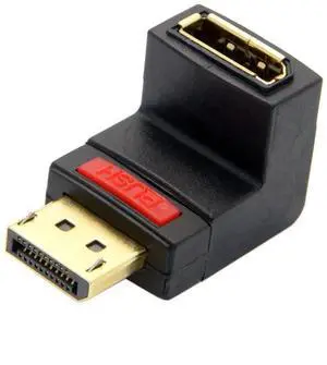 JAENFONG  DP DisplayPort Male 90 Degree Up Angled to Female Extension Adapter Converter Black