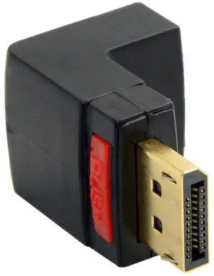 JAENFONG  DP DisplayPort Male 90 Degree Up Angled to Female Extension Adapter Converter Black