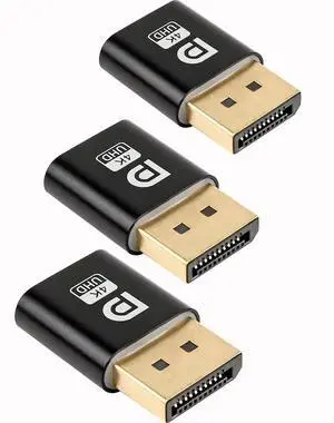 JAENFONG  DP - DisplayPort Display Emulator EDID Emulator Plug 2K (fit Headless 2560x1600@60Hz) 4K 4096x2160@17Hz Display Port Dummy Plug DisplayPort Compatible (2K-2560x1600@60Hz) (3PCS)