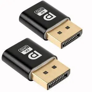 JAENFONG  DP - DisplayPort Display Emulator EDID Emulator Plug 2K (fit Headless 2560x1600@60Hz) 4K 4096x2160@17Hz Display Port Dummy Plug DisplayPort Compatible (2K-2560x1600@60Hz) (2PCS)