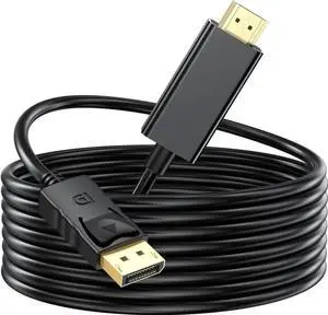 JAENFONG  DisplayPort (DP) to HDMI Cable 10 Feet Display Port to HDMI Cable Male to Male Adapter 1080P@60Hz Video Audio Cord for Monitor Desktop Projector and More