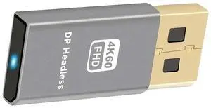 JAENFONG  DP Virtual Display 4K60HZ Dummy Plug Headless Ghost Emulator Displayport Active Adapter Silver