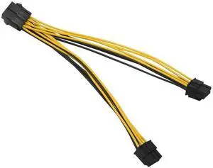 JAENFONG CPU 8Pin Female 1 To 2 Male 4+4Pin Y Splitter Power Supply Cable Cord 18AWG 20CM