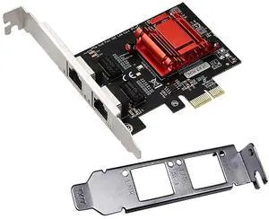 JAENFODual-Port PCIe Gigabit Network Card 1000M PCI Express Ethernet Adapter with Intel 82575/82576 Two Ports LAN NIC Card for Support PXE for Windows/Windows Server/Linux/Freebsd/DOS with Low Profile