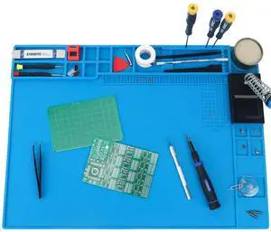 JAENFONG Soldering Mat - Large, Heat Resistant Up to 932F, Magnetic, Silicone Work Mat for Soldering Iron, Electronic & PC Building - Size 21.7" x 15.8