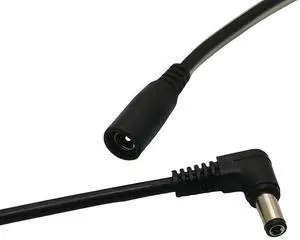 JAENFONG DC Power Cable Plug 5.5*2.1mm Male 90 Degree Right Angle To 5.5 x 2.1mm Female Adapter Extension Cable Cord for CCTV Camera 0.1m