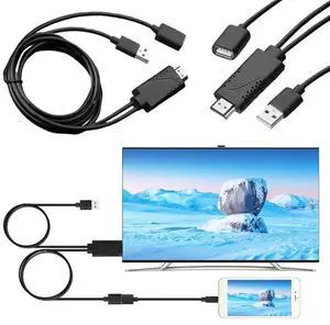 JAENFONG 2 in 1 USB Female To HDMI-compatible Male Cable 1080P HD HDTV Adapter USB Male To HDTV Male 1080P HDTV Mirroring Cable